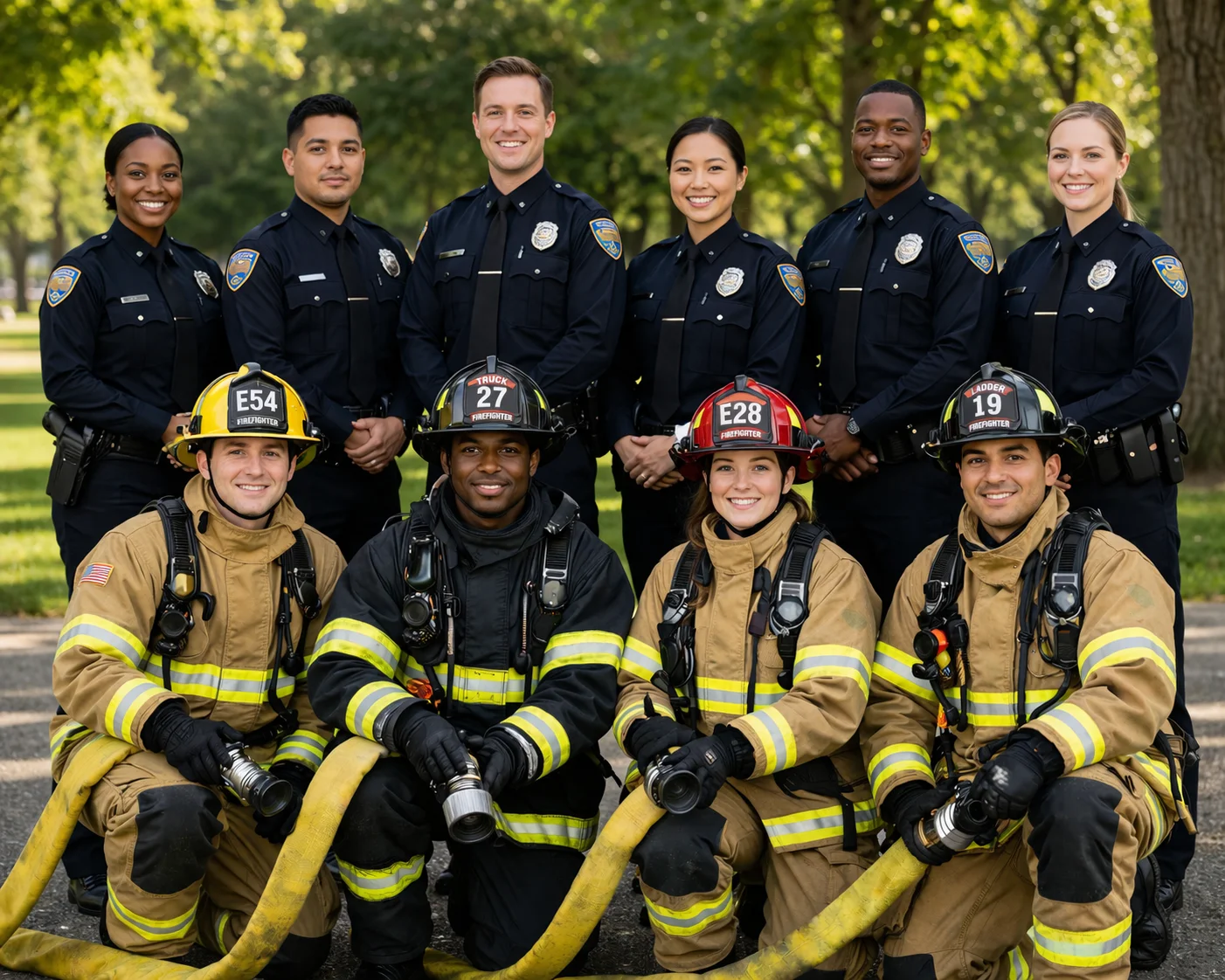 Public safety professionals - firefighters and police officers